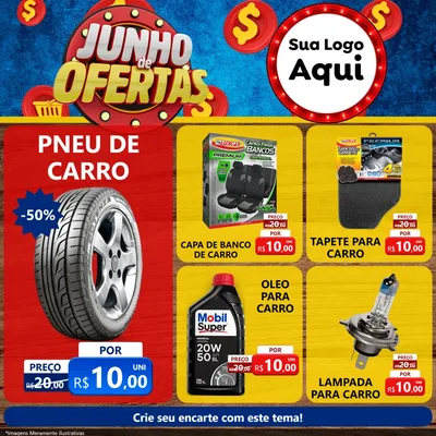 Modelo de Rede Social para Feed Facebook com o tema Junho de Ofertas para Auto peças
