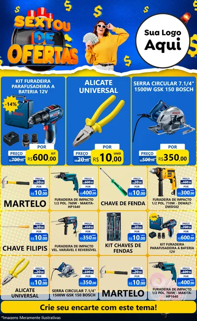 Modelo de Encarte para Encarte Grande com o tema Sextou de Ofertas para Maquinas e Ferramentas