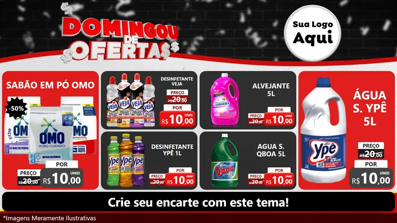 Modelo de TV para TV Horizontal com o tema Domingou de Ofertas para Produtos de Limpeza