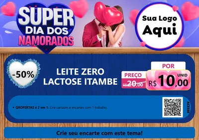 Modelo de Cartaz para Cartaz A4 Horizontal com o tema Super Dia dos Namorados para Frios e Laticínios