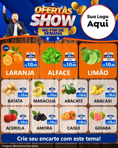Modelo de Rede Social para Feed Instagram com o tema Ofertas Show No Fim De Semana para Hortifrúti
