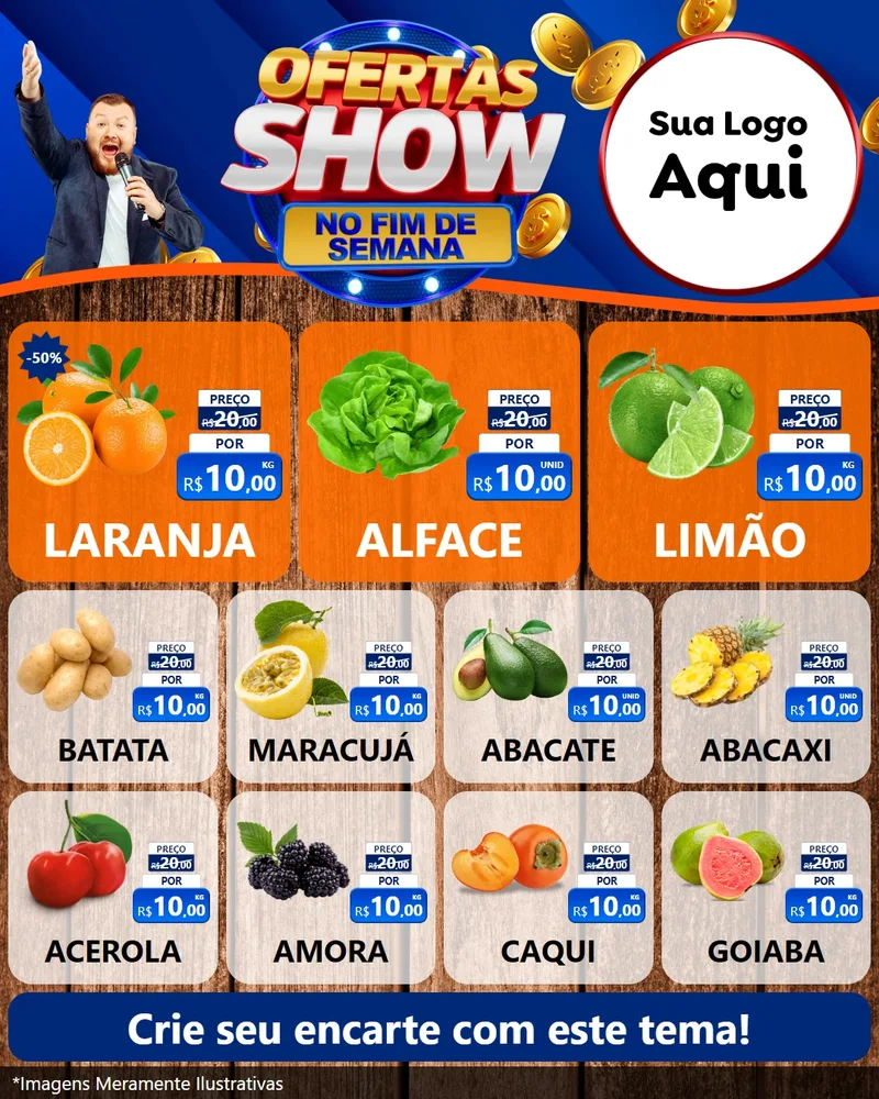 Modelo de Rede Social para Feed Instagram com o tema Ofertas Show No Fim De Semana para Hortifrúti