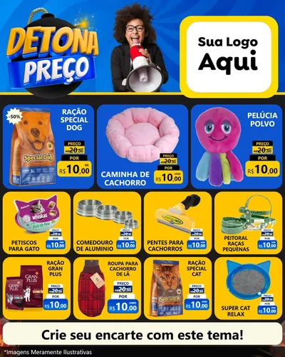 Modelo de Rede Social para Feed Instagram com o tema Detona Preços para Pet Shop