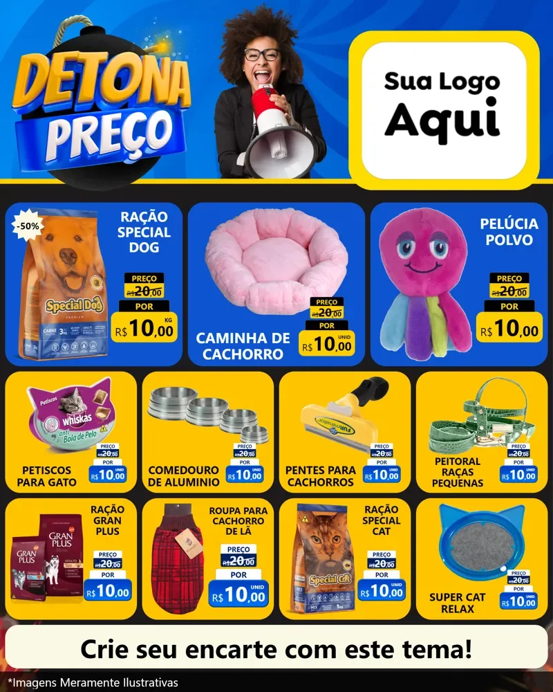 Modelo de Rede Social para Feed Instagram com o tema Detona Preços para Pet Shop