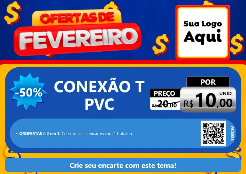 Modelo de Cartaz para Cartaz A4 Horizontal com o tema Ofertas de Fevereiro para Tubos e conexões