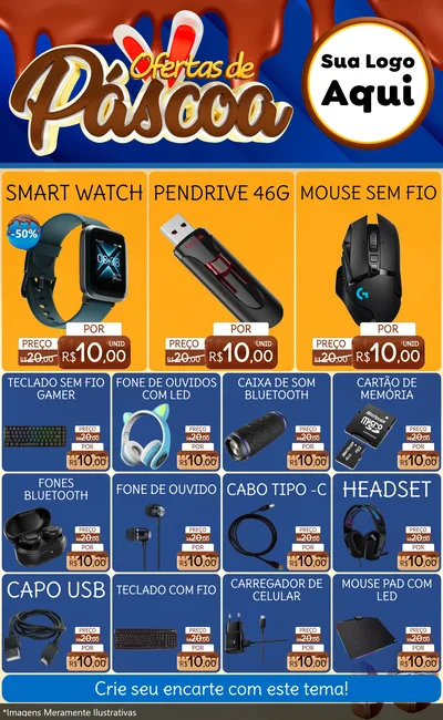 Modelo de Encarte para Encarte Grande com o tema Ofertas de Páscoa para Informática