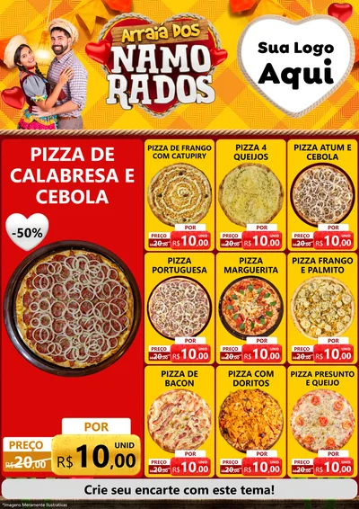 Modelo de Encarte para Encarte A4 Vertical com o tema Arraiá dos Namorados para Pizzaria