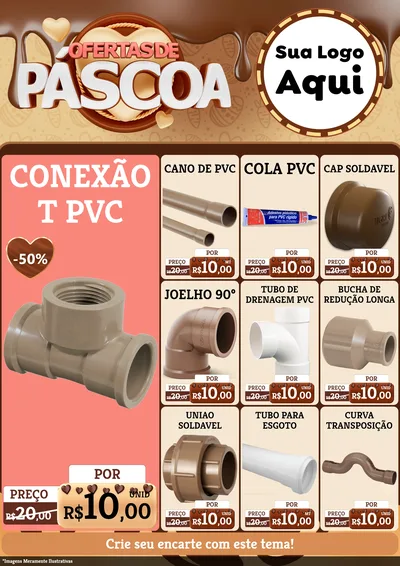Modelo de Encarte para Encarte A4 Vertical com o tema Ofertas de Páscoa para Tubos e conexões