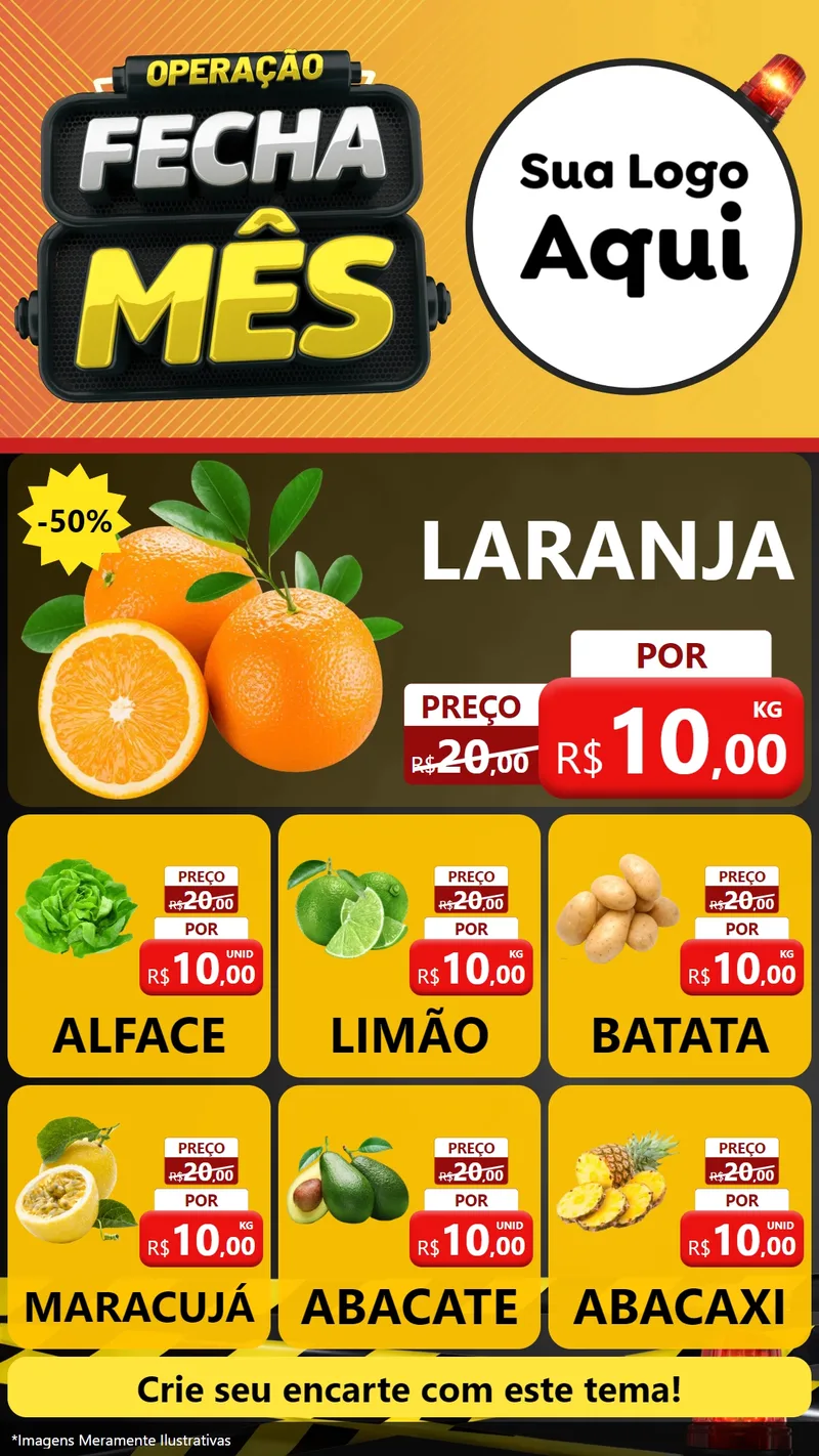 Modelo de Rede Social para Stories com o tema Operação Fecha Mês para Hortifrúti