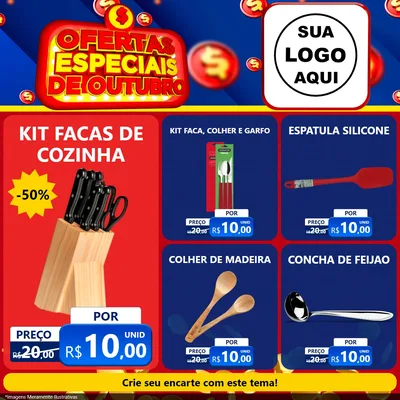 Modelo de Rede Social para Feed Facebook com o tema Ofertas Especiais de Outubro para Utilidades Domésticas