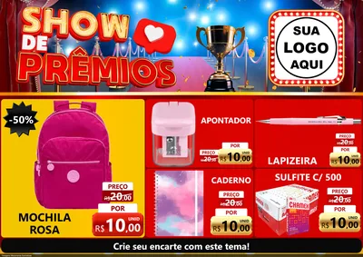Modelo de Encarte para Encarte A4 Horizontal com o tema Show de Prêmios para Papelaria
