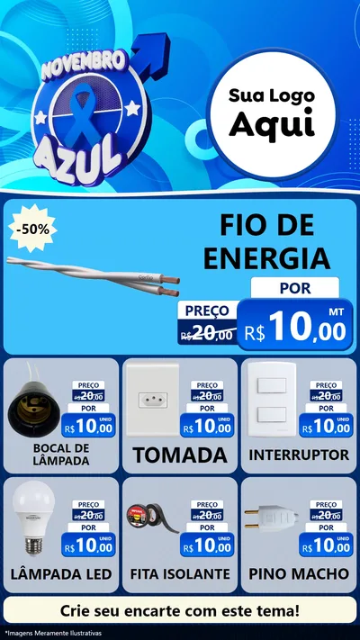 Modelo de Rede Social para Stories com o tema Novembro Azul para Materiais Elétricos
