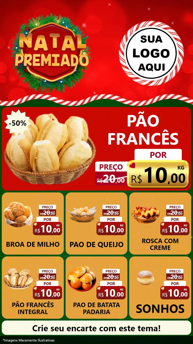 Modelo de Rede Social para Stories com o tema Natal Premiado para Padaria