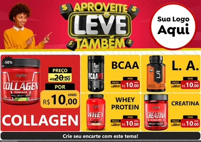 Modelo de Encarte para Encarte A4 Horizontal com o tema Aproveite e Leve Também para Suplementos alimentares