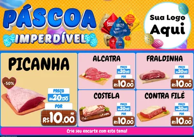 Modelo de Encarte para Encarte A4 Horizontal com o tema Páscoa Imperdível para Açougue