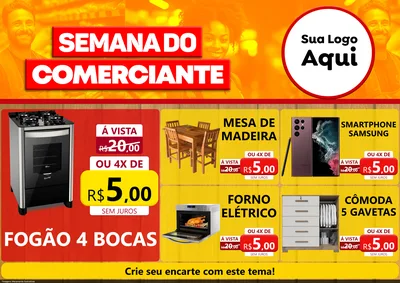 Modelo de Encarte para Encarte A4 Horizontal com o tema Semana do Comerciante para Móveis e Eletro