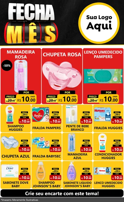 Modelo de Encarte para Encarte Grande com o tema Fecha Mês para Bebês