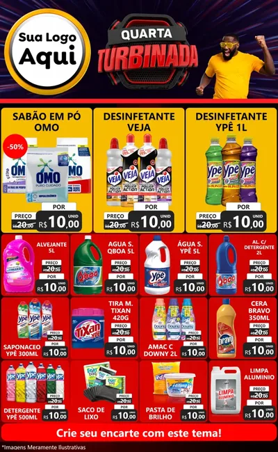 Modelo de Encarte para Encarte Grande com o tema Quarta Turbinada para Produtos de Limpeza