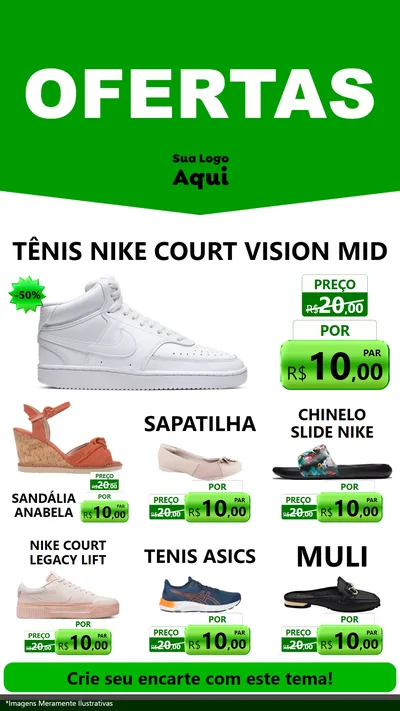 Modelo de Rede Social para Stories com o tema Ofertas Verde Cartaz para Calçados