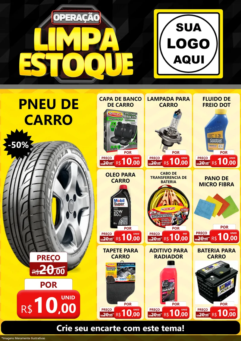 Modelo de Encarte para Encarte A4 Vertical com o tema Operação Limpa Estoque para Auto peças