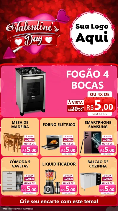 Modelo de Rede Social para Stories com o tema Valentine's Day para Móveis e Eletro