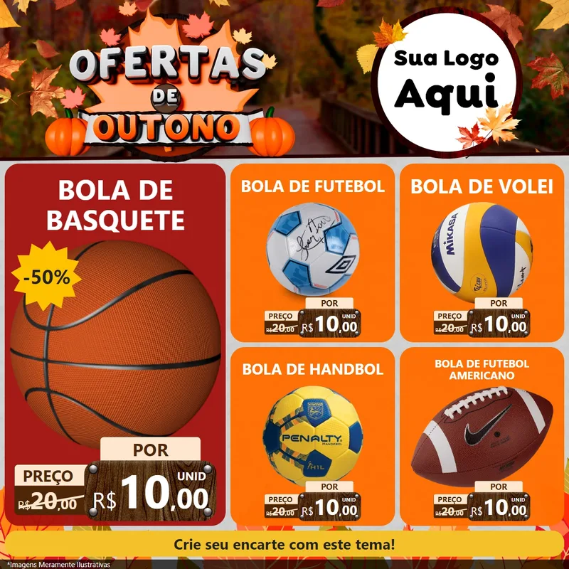 Modelo de Rede Social para Feed Facebook com o tema Ofertas de Outono para Artigos Esportivos