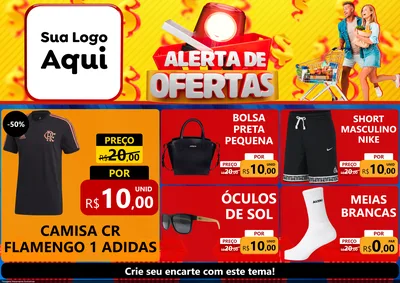 Modelo de Encarte para Encarte A4 Horizontal com o tema Alerta de Ofertas para Roupas e acessórios