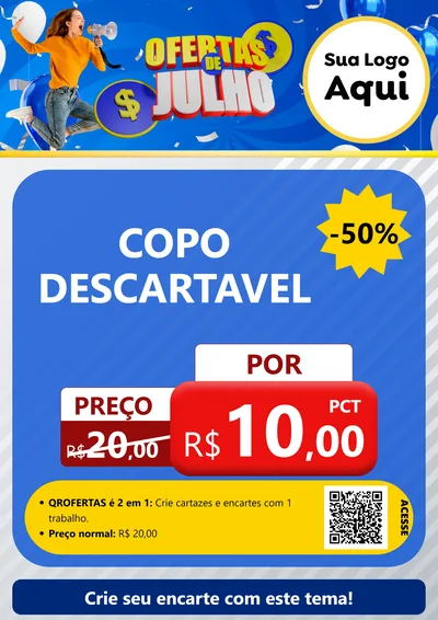 Modelo de Cartaz para Cartaz A4 Vertical com o tema Ofertas de Julho para Embalagens