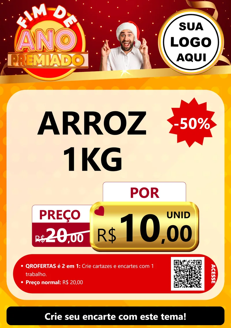 Modelo de Cartaz para Cartaz A4 Vertical com o tema Fim de Ano Premiado para Supermercado