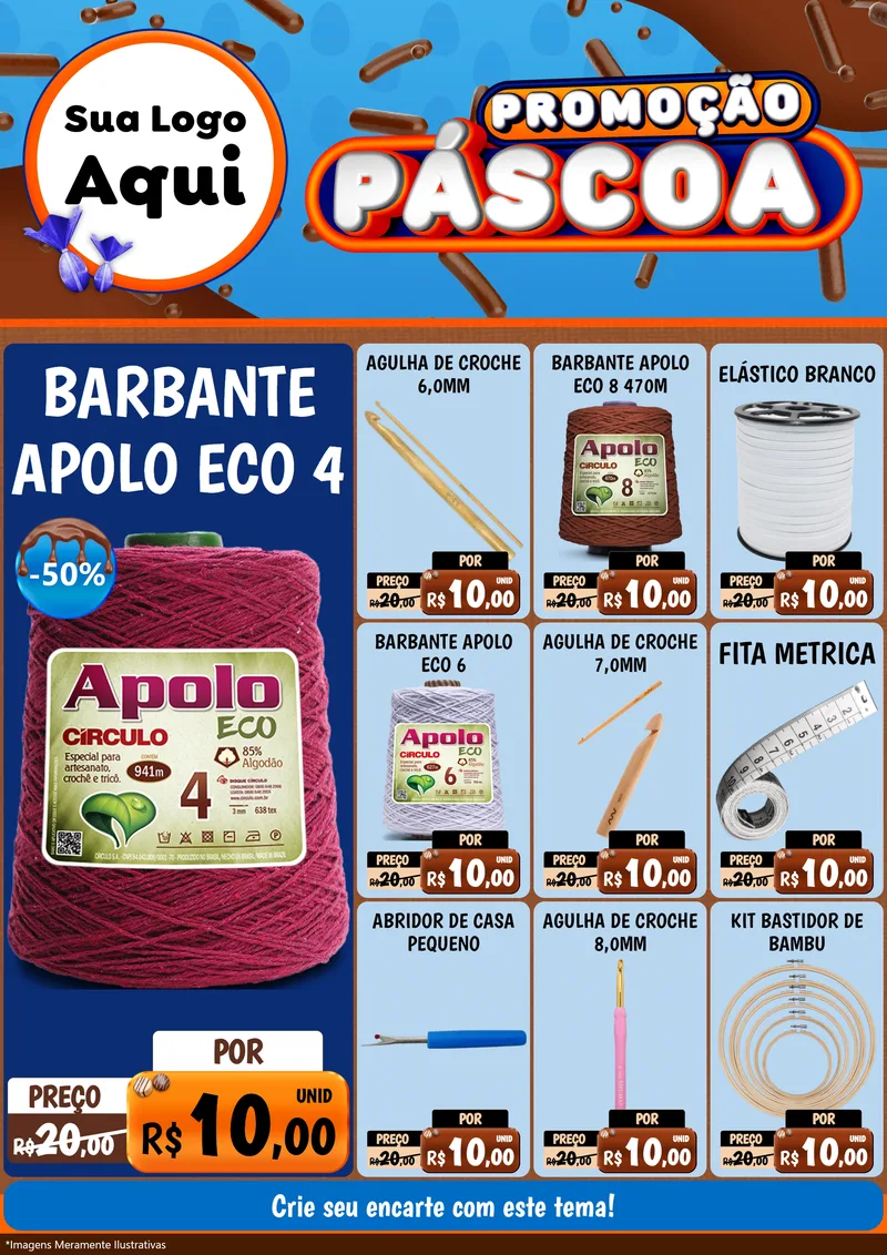 Modelo de Encarte para Encarte A4 Vertical com o tema Promoção Páscoa para Armarinho e Aviamentos