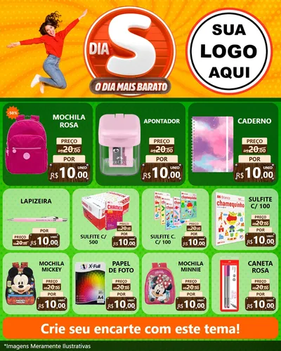 Modelo de Rede Social para Feed Instagram com o tema Dia S - O Dia Mais Barato para Papelaria