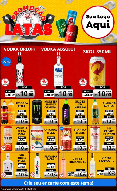 Modelo de Encarte para Encarte Grande com o tema Promoção nas Latas para Distribuidora de bebidas