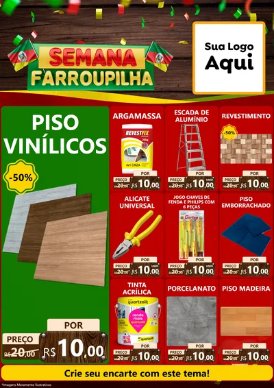 Modelo de Encarte para Encarte A4 Vertical com o tema Semana Farroupilha para Material para Construção