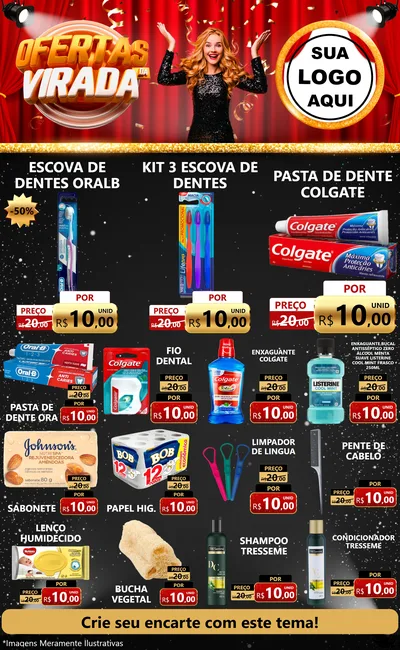 Modelo de Encarte para Encarte Grande com o tema Ofertas da Virada para Higiene Pessoal