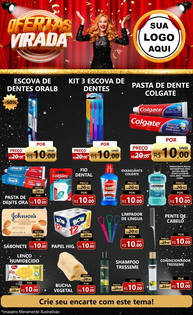 Modelo de Encarte para Encarte Grande com o tema Ofertas da Virada para Higiene Pessoal