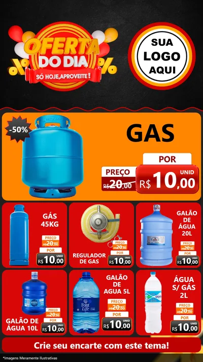 Modelo de Rede Social para Stories com o tema Oferta do Dia - Só hoje, Aproveite! para Água e gás