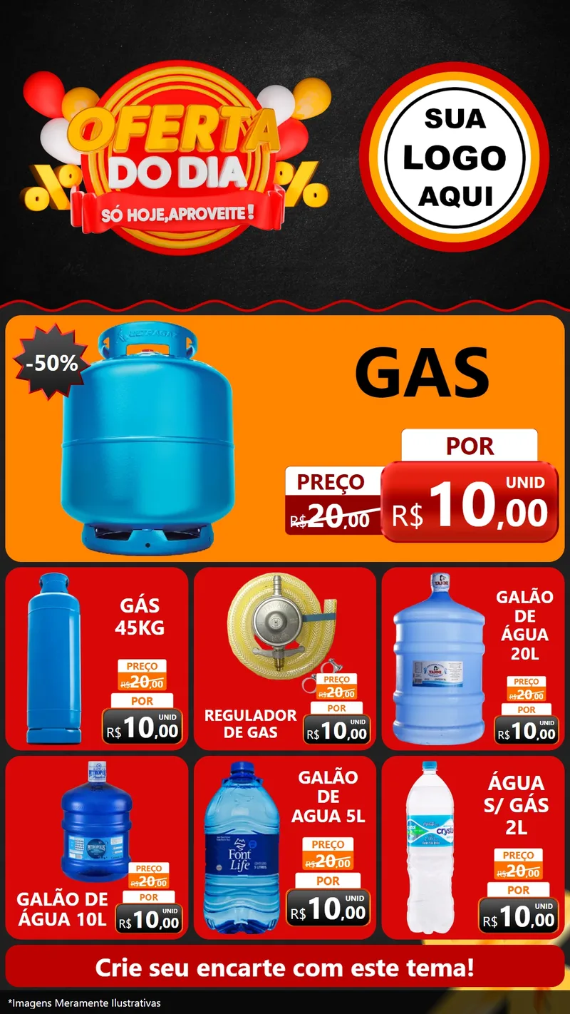 Modelo de Rede Social para Stories com o tema Oferta do Dia - Só hoje, Aproveite! para Água e gás
