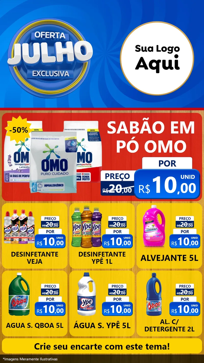 Modelo de Rede Social para Stories com o tema Oferta Exclusiva, Julho para Produtos de Limpeza