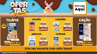 Modelo de TV para TV Horizontal com o tema Ofertas de Páscoa para Peixaria