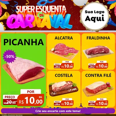 Modelo de Rede Social para Feed Facebook com o tema Super Esquenta de Carnaval para Açougue