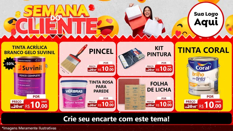 Modelo de TV para TV Horizontal com o tema Semana do Cliente para Tintas e Ferramentas