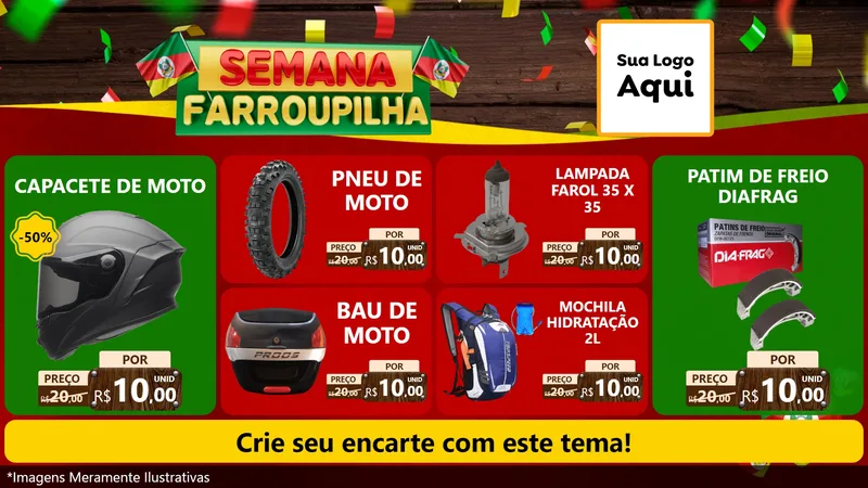 Modelo de TV para TV Horizontal com o tema Semana Farroupilha para Moto peças