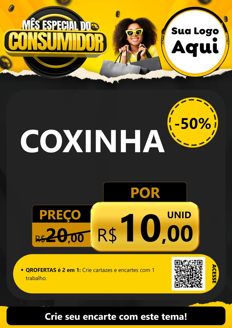 Modelo de Cartaz para Cartaz A4 Vertical com o tema Mês Especial do Consumidor para Salgadaria