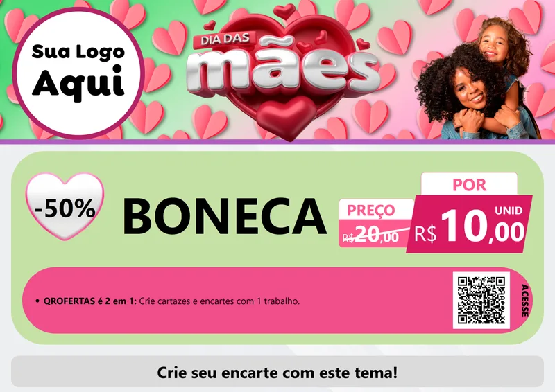 Modelo de Cartaz para Cartaz A4 Horizontal com o tema Dia das Mães para Brinquedos