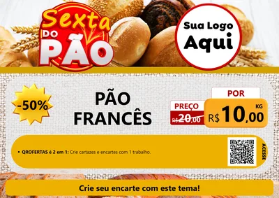 Modelo de Cartaz para Cartaz A4 Horizontal com o tema Sexta do Pão para Padaria