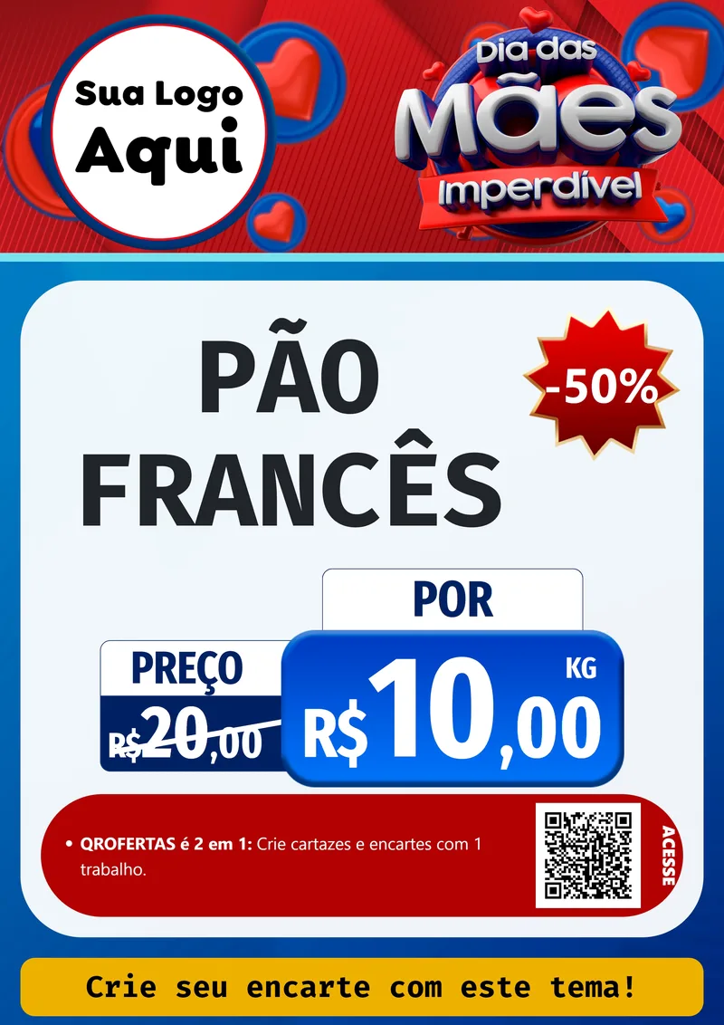 Modelo de Cartaz para Cartaz A4 Vertical com o tema Dia Das Mães Imperdível para Padaria