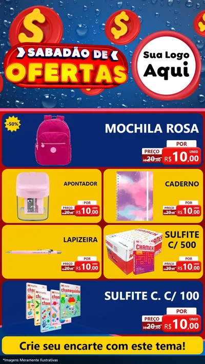 Modelo de TV para TV Vertical com o tema Sabadão de Ofertas para Papelaria