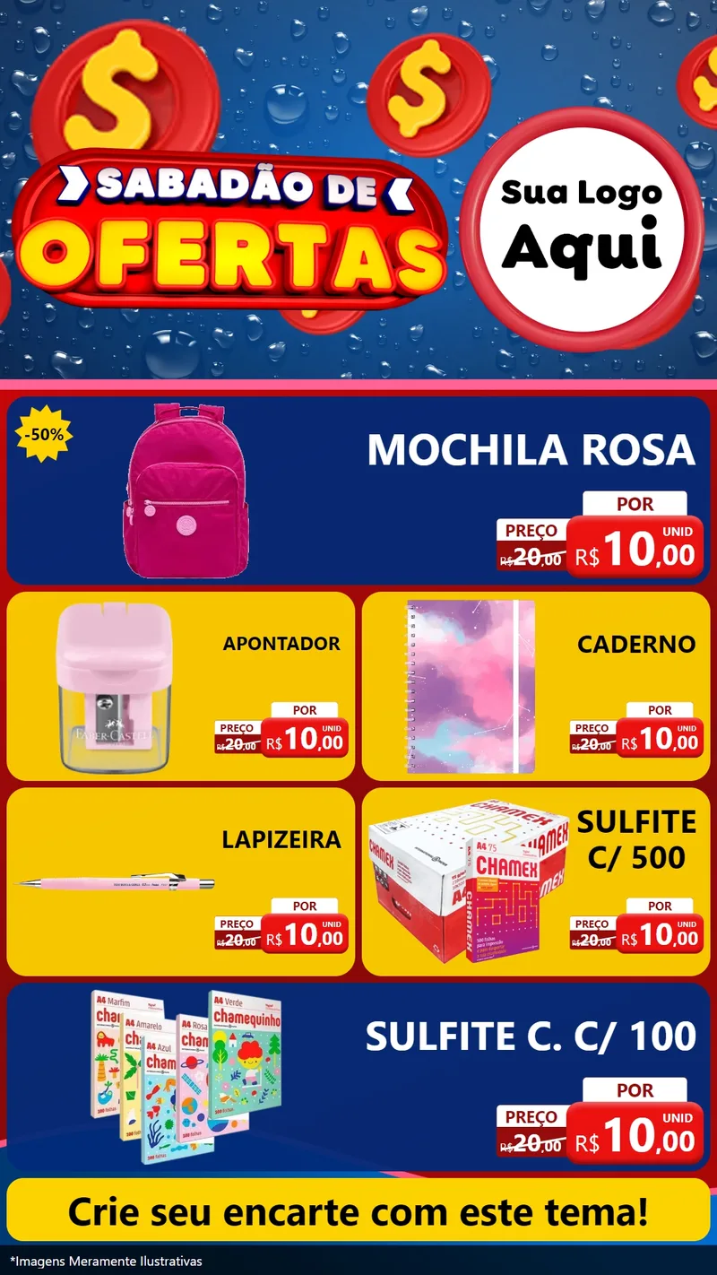 Modelo de TV para TV Vertical com o tema Sabadão de Ofertas para Papelaria