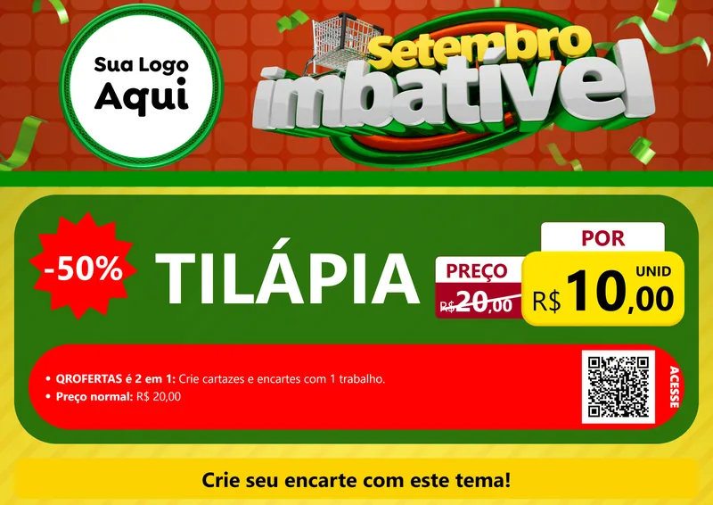 Modelo de Cartaz para Cartaz A4 Horizontal com o tema Setembro Imbatível para Peixaria