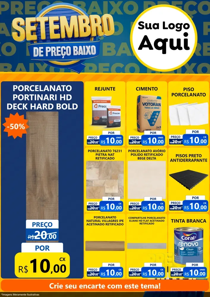 Modelo de Encarte para Encarte A4 Vertical com o tema Setembro De Preço Baixo para Pisos e revestimentos